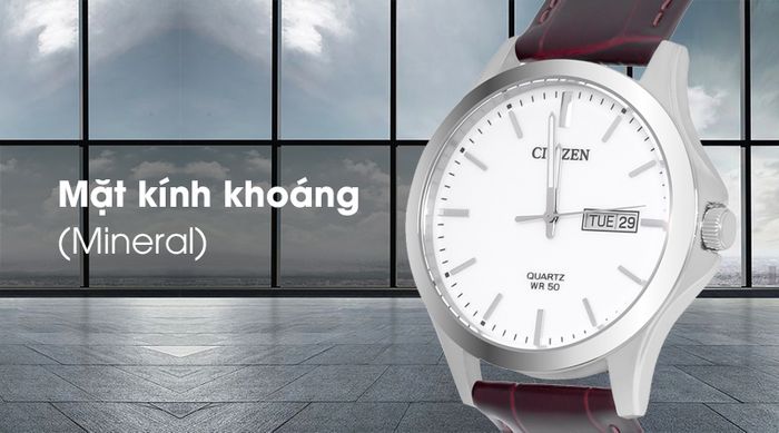 Đồng hồ nam Citizen BF2001-12A - Eco-Drive được trang bị mặt kính có độ cứng cao, hạn chế được tối đa độ trầy xước khi có va chạm nhẹ