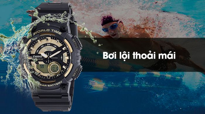 Đồng hồ nam Casio AEQ-110BW-9AVDF có hệ số chống nước 10 ATM