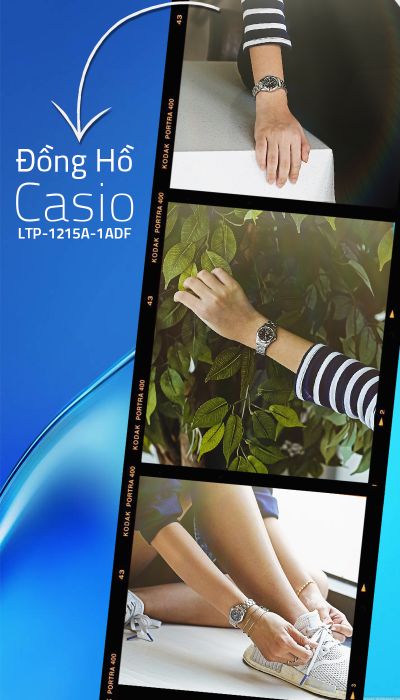 Đồng hồ nữ Casio LTP-1215A-1ADF - đeo trên tay