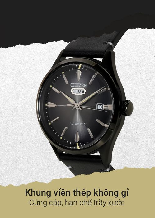 Đồng hồ Nam Citizen C7 NH8395-00E có khung viền thép không gỉ chịu va đập tốt