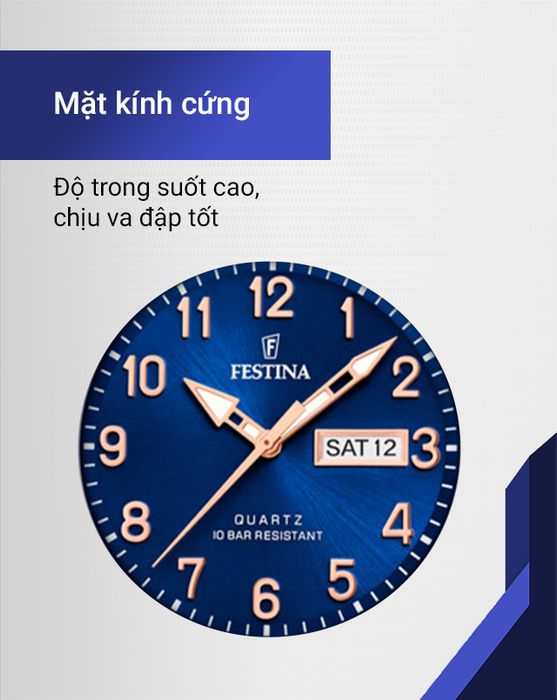 Đồng hồ nam Festina F20358/B có mặt kính chịu lực tốt