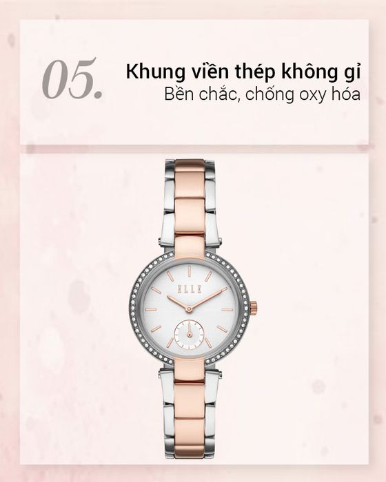 Đồng hồ nữ ELLE ELL25019 có khung viền cứng cáp, bền bỉ