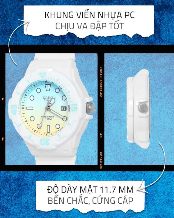 Đồng hồ Nữ Casio LRW-200H-2E2VDR sở hữu khung viền nhựa bền chắc