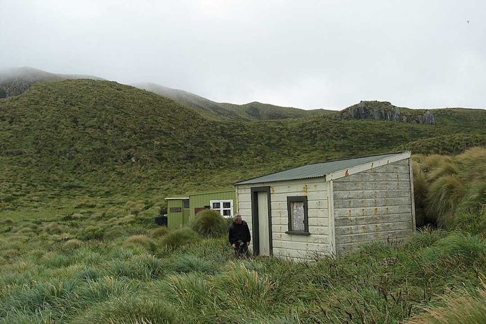 A survival shelter on the Antipodes Islands.