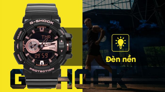 Đồng hồ Nam G-shock GA-400GB-1A4DR được trang bị đèn led sáng mạnh