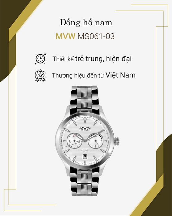 Đồng hồ nam MVW MS061-03 có thiết kế thời trang