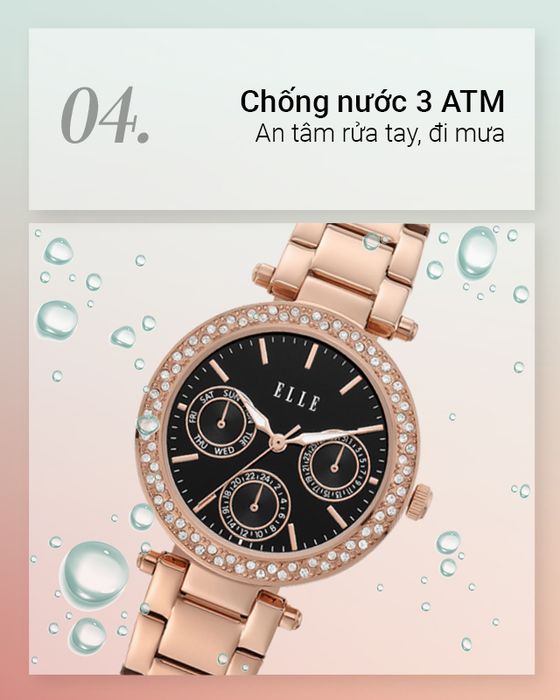 Đồng hồ Nữ ELLE ELL23006 có hệ số chống nước 3 ATM