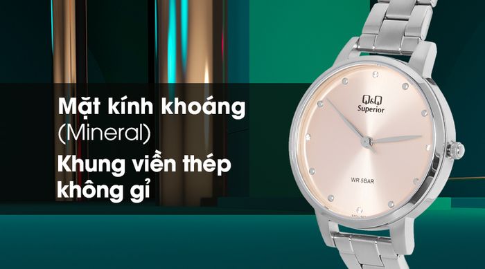 Đồng hồ nữ Q&Q S401J202Y có lớp vỏ ngoài bền chắc