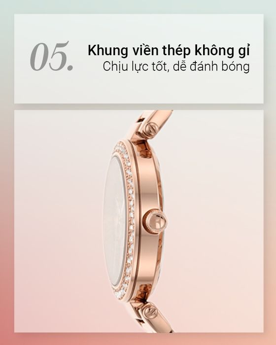 Đồng hồ Nữ ELLE ELL23006 có khung viền thép không gỉ chống ăn mòn