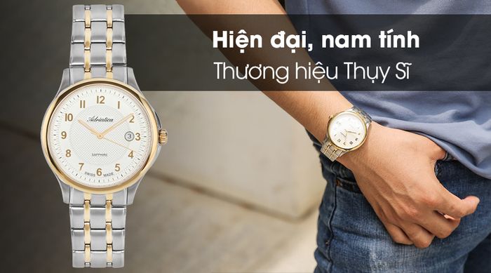 Đồng hồ nam Adriatica A1272.2121Q nổi bật với thiết kế hiện đại, nam tính