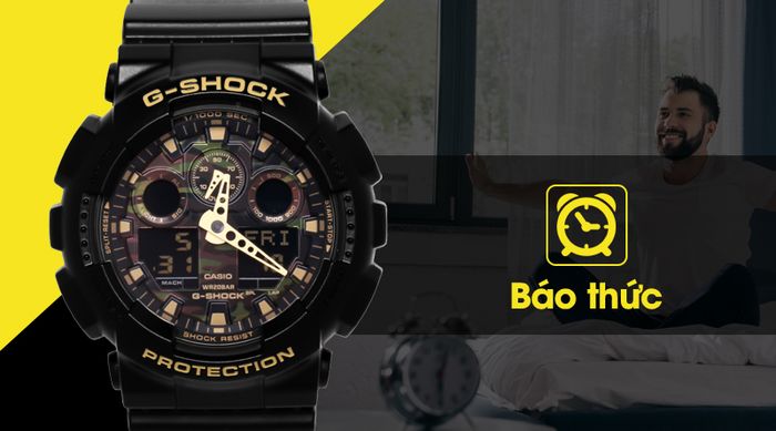 Đồng hồ Nam G-shock GA-100CF-1A9DR với chế độ báo thức