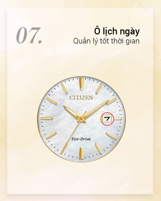 Đồng hồ nữ Citizen EW2522-51D có thêm ô lịch ngày tiện lợi