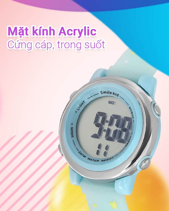 Đồng hồ Trẻ em Smile Kid SL054-01 có mặt kính cứng cáp, bền bỉ