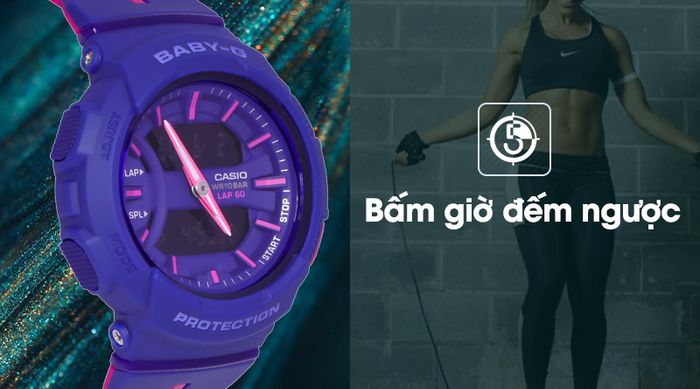 Đồng hồ Nữ Baby-G BGA-240L-2A1DR có chế độ bấm giờ đếm ngược