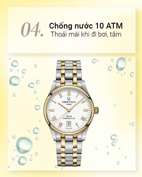 Đồng hồ Nam Certina C033.407.22.013.00 có hệ số chống nước 10 ATM
