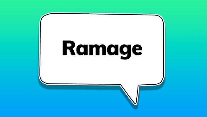 A speech bubble containing the word ‘ramage’