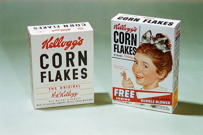 Vintage Corn Flakes cereal boxes from 1950.