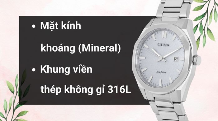 Chất liệu mặt kính và khung viền của mẫu đồng hồ
