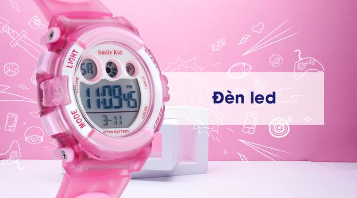 Đồng hồ trẻ em Smile Kid SL023-01 được trang bị đèn nền hỗ trợ xem giờ trong bóng tối