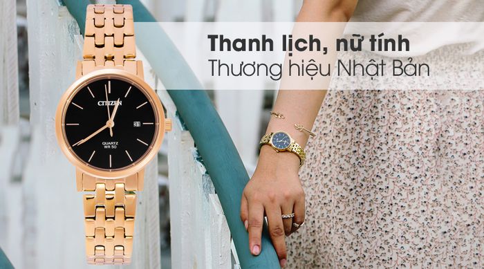 Đồng hồ Nữ Citizen EU6092-59E có thiết kế thanh lịch, nữ tính