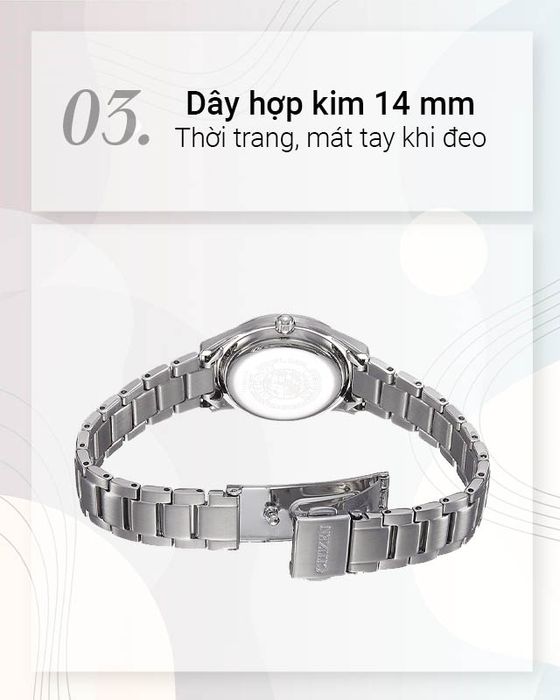Đồng hồ Nữ Citizen EM0401-59E - Eco-Drive có dây đeo hợp kim thời trang, sáng bóng