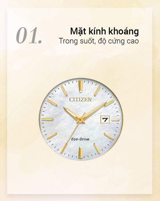 Đồng hồ nữ Citizen EW2522-51D có mặt kính khoáng trong suốt
