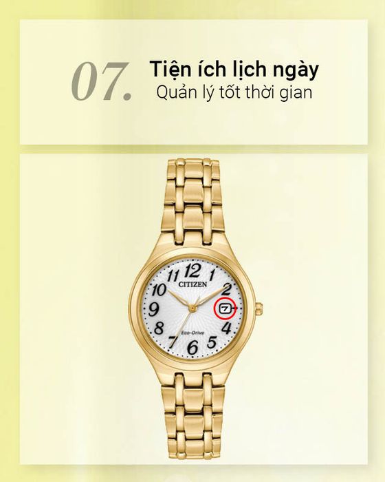 Đồng hồ Nữ Citizen EW2482-53A - Eco-Drive có ô lịch ngày tiện lợi