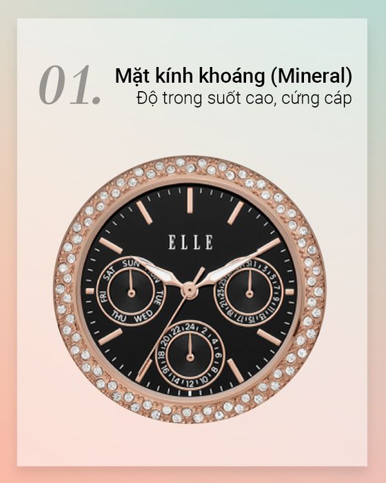 Đồng hồ Nữ ELLE ELL23006 có mặt kính khoáng cứng cáp