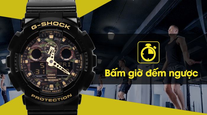 Đồng hồ Nam G-shock GA-100CF-1A9DR có chức năng bấm giờ đếm ngược