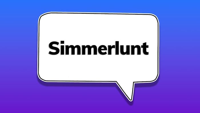A speech bubble featuring the word ‘simmerlunt’