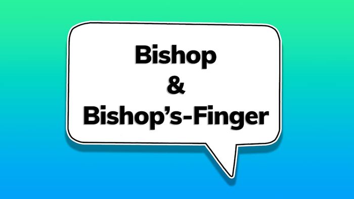 A speech bubble featuring the words ‘bishop’ and ‘bishop’s-finger’