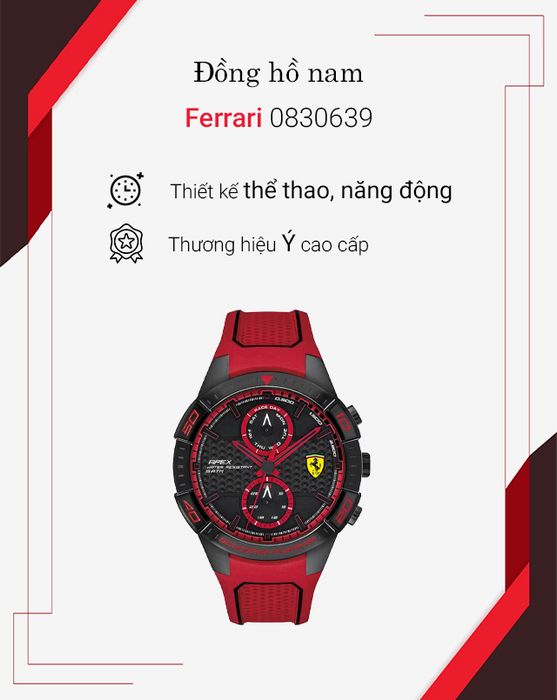 Đồng hồ Nam Ferrari 0830639 có thiết kế thể thao, năng động