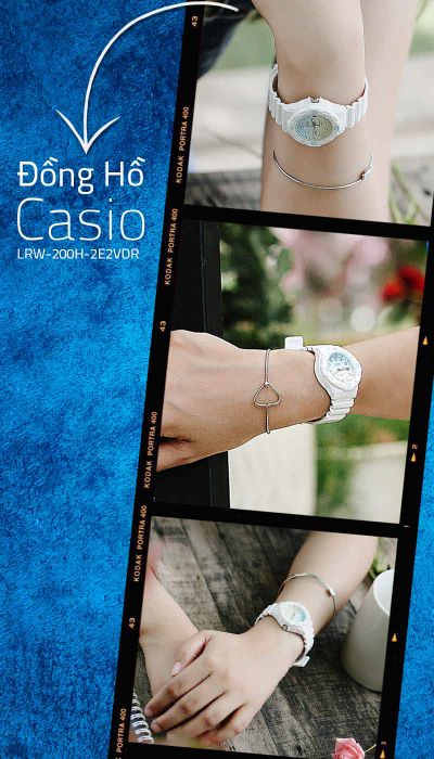 Đồng hồ Nữ Casio LRW-200H-2E2VDR - đeo trên tay