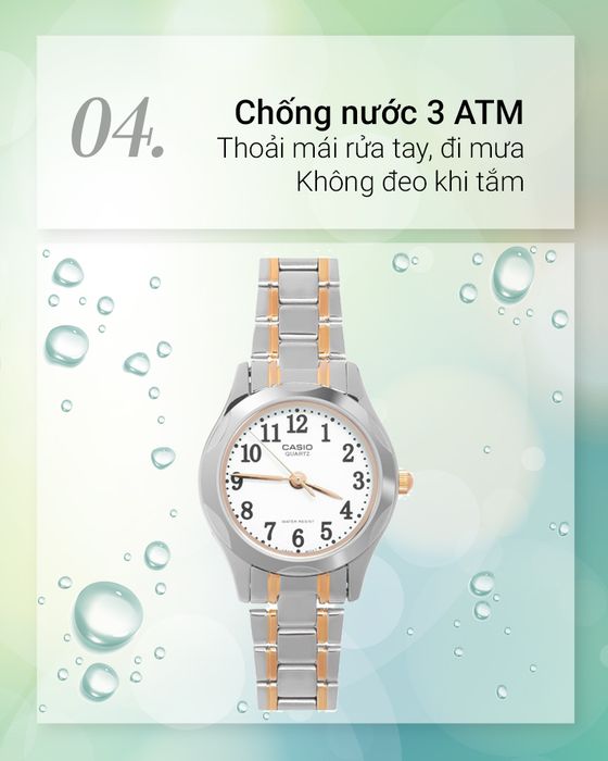 Đồng hồ nữ Casio LTP-1275SG-7BDF có hệ số chống nước 3 ATM