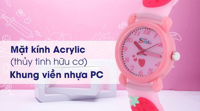 Đồng hồ trẻ em Smile Kid SL031-01 có mặt kính chịu lực tốt, khung viền chắc chắn