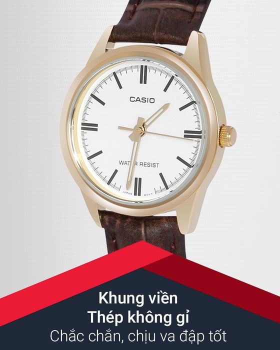 Đồng hồ Nữ Casio LTP-V005GL-7AUDF có khung viền thép không gỉ