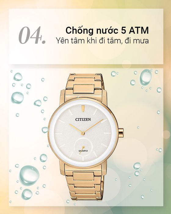 Đồng hồ Nữ Citizen EQ9063-55A có hệ số chống nước 5 ATM