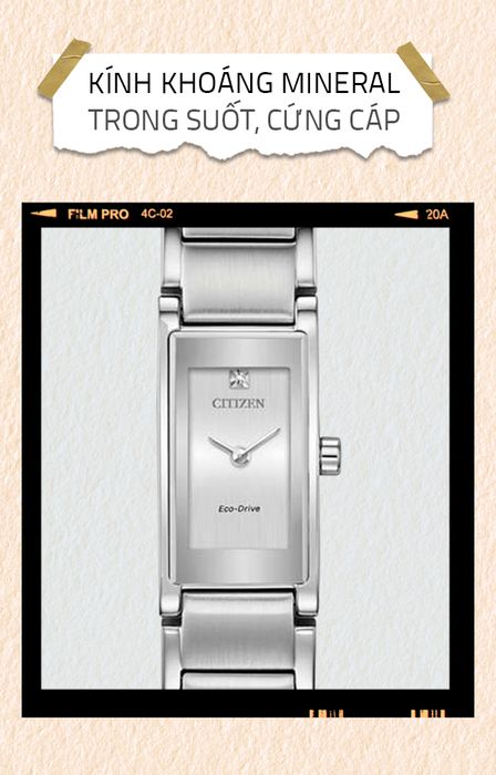 Kính khoáng Mineral của đồng hồ Nữ Citizen EG7050-54A cứng cáp