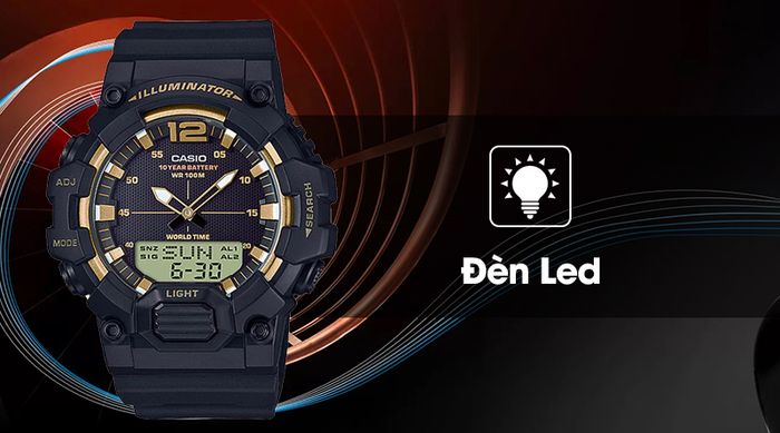 Đồng hồ nam Casio HDC-700-9AVDF trang bị đèn led chiếu sáng mạnh