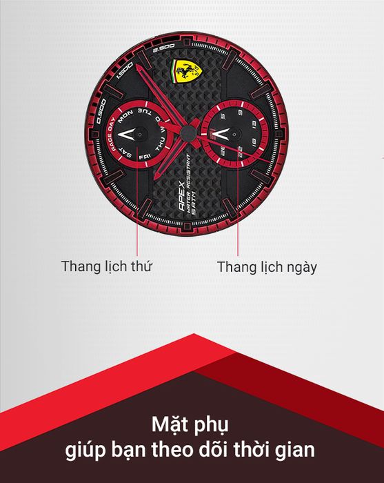 Đồng hồ Nam Ferrari 0830639 giúp bạn theo dõi thời gian với mặt phụ