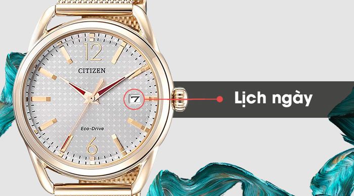 Đồng hồ nữ Citizen FE6089-84A được trang bị lịch ngày tiện lợi