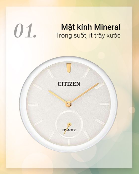 Đồng hồ Nữ Citizen EQ9063-55A có mặt kính khoáng trong suốt