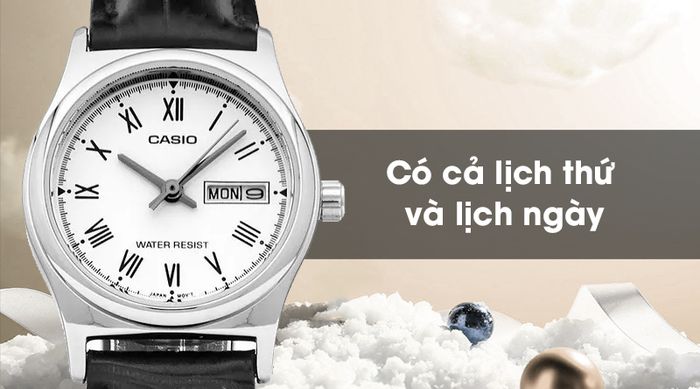 Đồng hồ nữ Casio LTP-V006L-7BUDF được trang bị lịch thứ, ngày tiện lợi