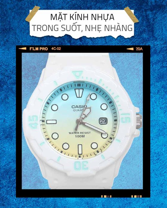 Đồng hồ Nữ Casio LRW-200H-2E2VDR có mặt kính nhựa trong suốt