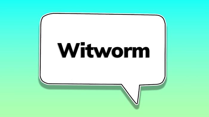 A speech bubble containing the word ‘witworm’