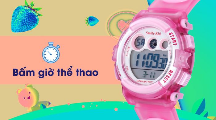 Đồng hồ trẻ em Smile Kid SL023-01 có tính năng bấm giờ giúp bé tập luyện thể thao tốt hơn