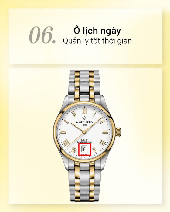 Đồng hồ Nam Certina C033.407.22.013.00 có ô lịch ngày tiện lợi