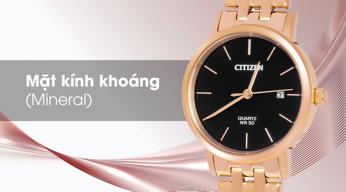 Đồng hồ Nữ Citizen EU6092-59E được trang bị mặt kính trong suốt, có độ bền khá