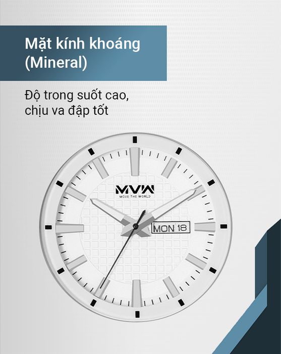 Đồng hồ Nam MWW MS053-01 mang thương hiệu Việt Nam có mặt kính khoáng cứng cáp