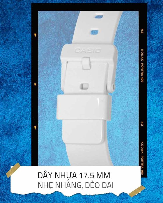 Đồng hồ Nữ Casio LRW-200H-2E2VDR sở hữu dây đeo nhẹ nhàng, thông thoáng, chống thấm nước